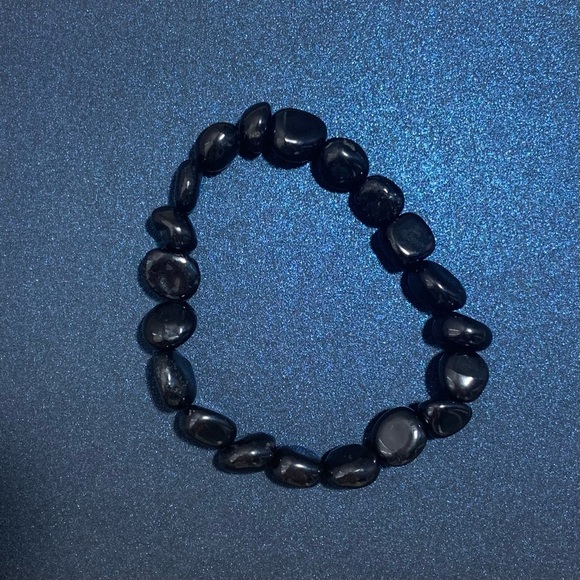 Shungite Necklace & 10mm Bead Stretch Bracelet Set - Picture 3 of 7